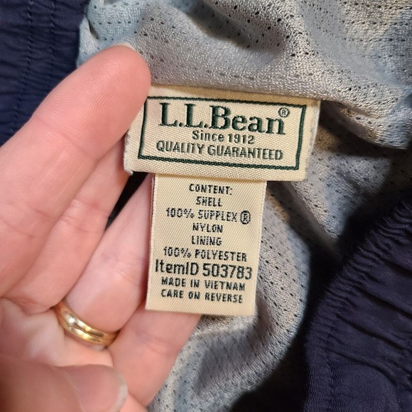 LL Bean Sports Shorts Medium Blue Swim Trunks Suit Logo Beach Basic Pockets Hike - Picture 7 of 14